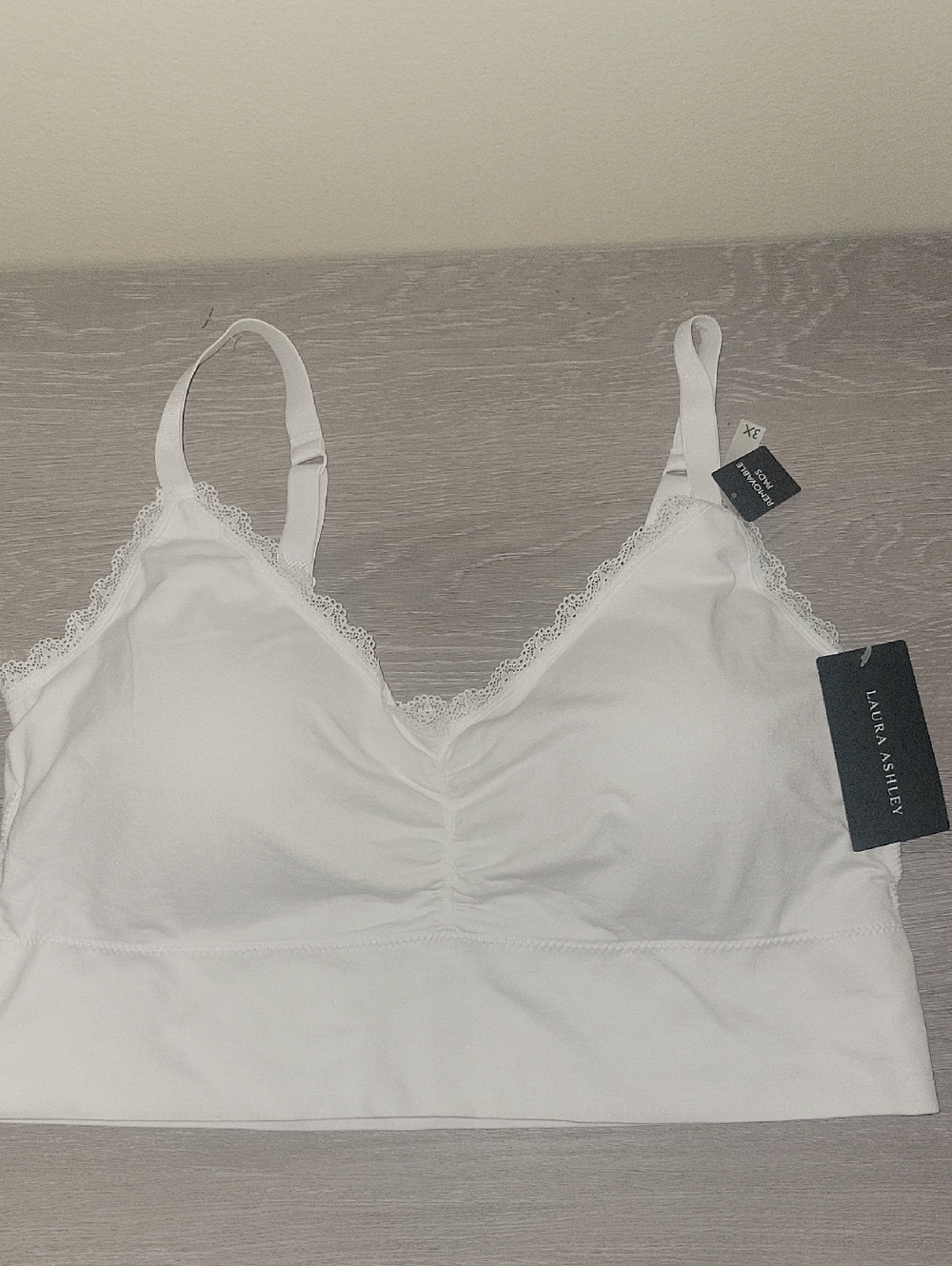 Laura Ashley White Lace-Edge Wireless Bralette